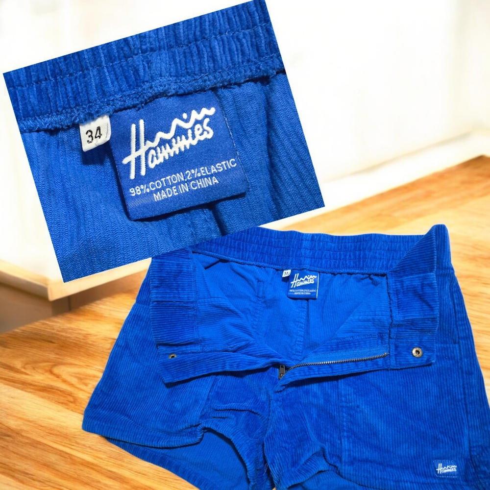 Mens 34 Hammies Blue Corduroy Shorts